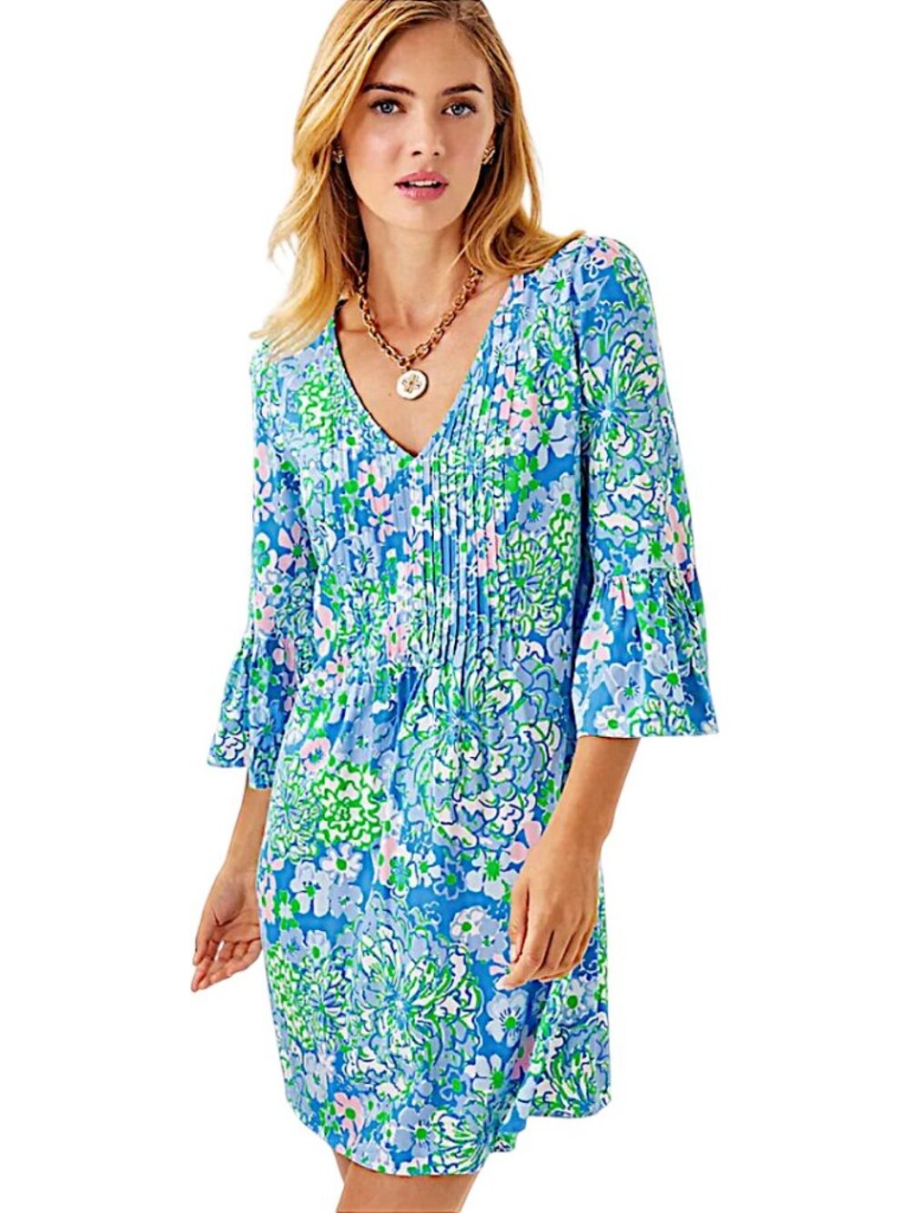 Lilly Pulitzer Danika Dress in Sunwashed Blue/Plumes in Bloom NWT - Size 4